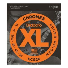 D'Addario ECG26 XL Chromes Flat Wound Medium Electric Guitar Strings -  .13 - .56