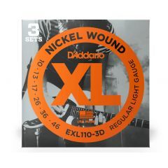 D'Addario EXL110-3D Nickel Wound Regular Light Electric Guitar Strings 3-Pack - .10 - .46