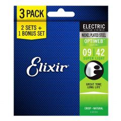 Elixir Electric Optiweb Super Light Electric Guitar String 3-Pack - 9 - 42