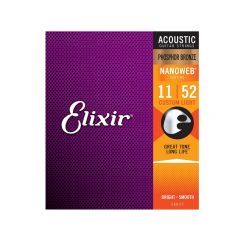 Elixir 16027 Phosphor Bronze Nanoweb Acoustic Guitar Strings - Custom Light - .011 - .052