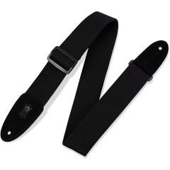 Levy's MC8-BLK 2” Cotton Guitar Strap With Suede Leather Ends - Black
