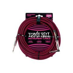 Ernie Ball 25ft Straight To Angle Braided Instrument Cable - Red