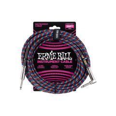 Ernie Ball 25ft Straight To Angled Braided Instrument Cable - Black/Red/White