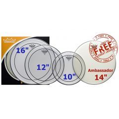 Remo Clear Pinstripe American Size Drum Head Propack + FREE 14" Coated Ambassador