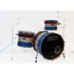 Pre-Owned Spaun 3-Piece Drum Shell Pack - Red/Silver/Blue stripe