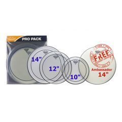 Remo Clear Pinstripe Fusion Pro Pack Drum Heads + FREE 14" Coated Amb.