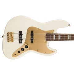 Squier 40th Anniversary Jazz Bass Guitar - Gold Edition - Olympic White - 1
