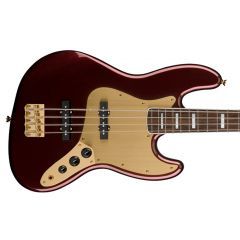 Squier 40th Anniversary Jazz Bass Guitar - Gold Edition - Ruby Red Metallic - 1